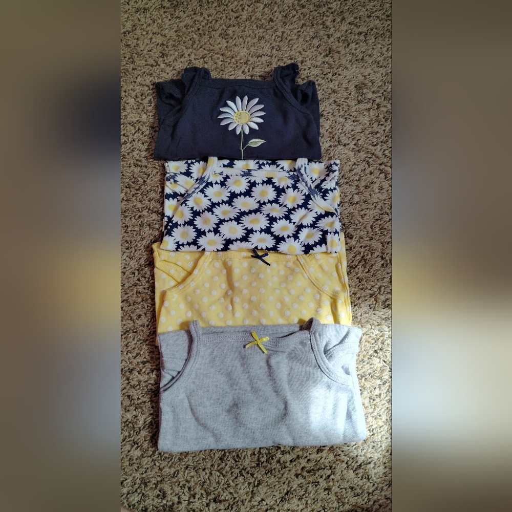 Daisy and Polka Dot Baby Spaghetti Strap Onesies